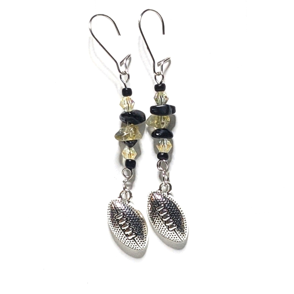 Black and Yellow Football Earrings